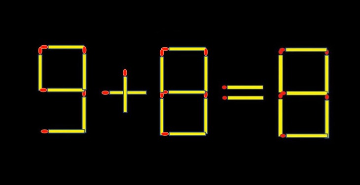 Thử tài IQ: Di chuyển một que diêm để 9+8=8 thành phép tính đúng - Ảnh 1.