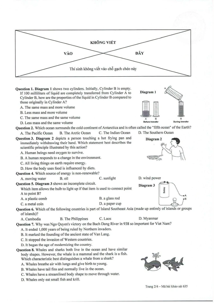 Công bố đề và đáp án bài khảo sát vào lớp 6 của 4 trường THCS tiên tiến ở TP.HCM - Ảnh 8.