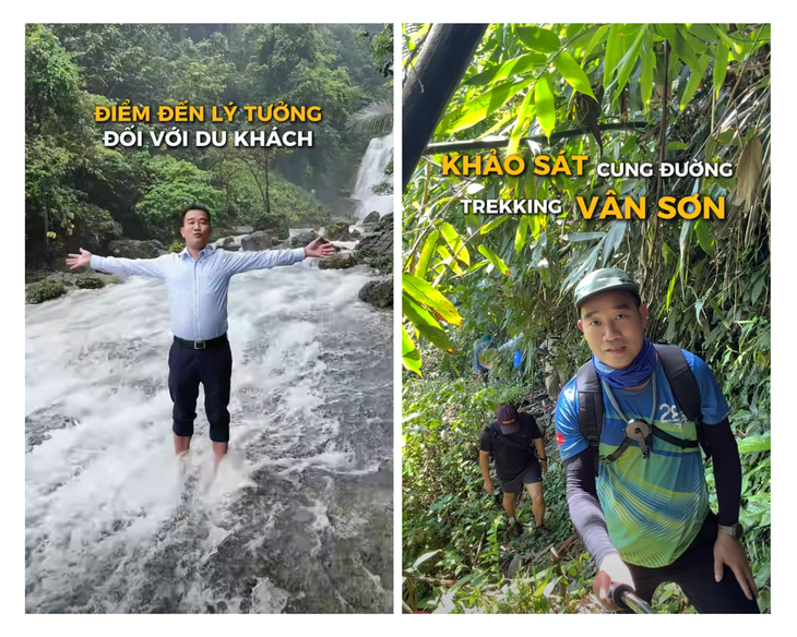 Bí thư xã ‘diện’ dép tổ ong, quần tây, áo sơ mi quảng bá du lịch - Ảnh 1.