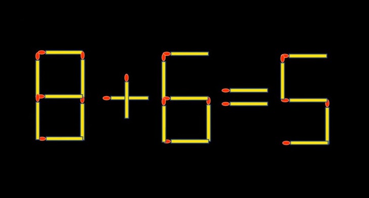 Thử tài IQ: Di chuyển một que diêm để 8+6=5 thành phép tính đúng - Ảnh 1.