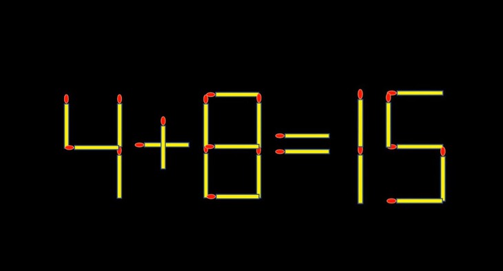 Thử tài IQ: Di chuyển một que diêm để 4+8=15 thành phép tính đúng - Ảnh 1.