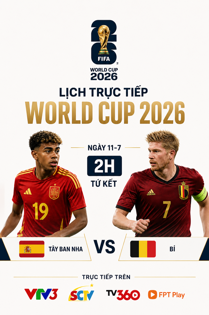 Lịch trực tiếp World Cup 2026 ngày 11-7: Tây Ban Nha đấu Bỉ - Ảnh 1.