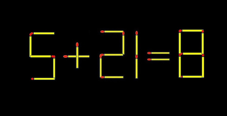 Thử tài IQ: Di chuyển một que diêm để 5+21=8 thành phép tính đúng - Ảnh 1.