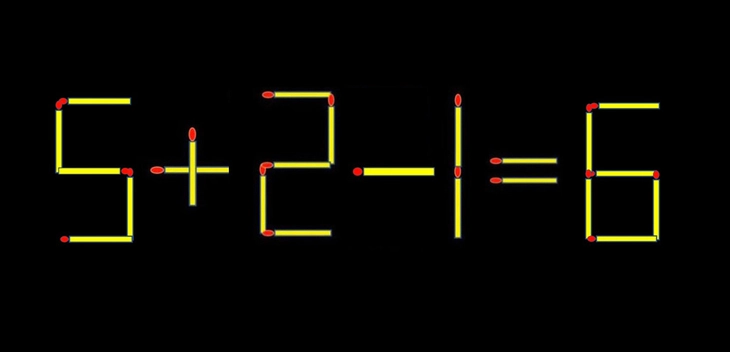 Thử tài IQ: Di chuyển một que diêm để 5+21=8 thành phép tính đúng - Ảnh 1.