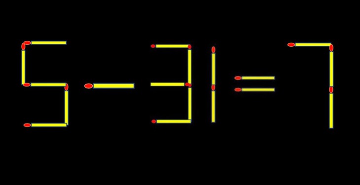 Thử tài IQ: Di chuyển một que diêm để 5-31=7 thành phép tính đúng - Ảnh 1.