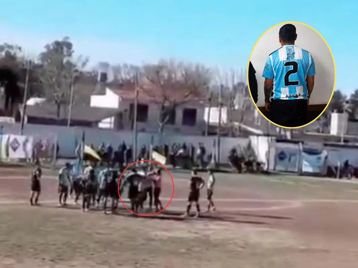 Cầu thủ Argentina bị bắt ngay tại sân vì… đấm trọng tài - Ảnh 1.