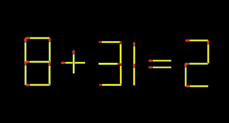 Thử tài IQ: Di chuyển một que diêm để 8+31=2 thành phép tính đúng - Ảnh 1.