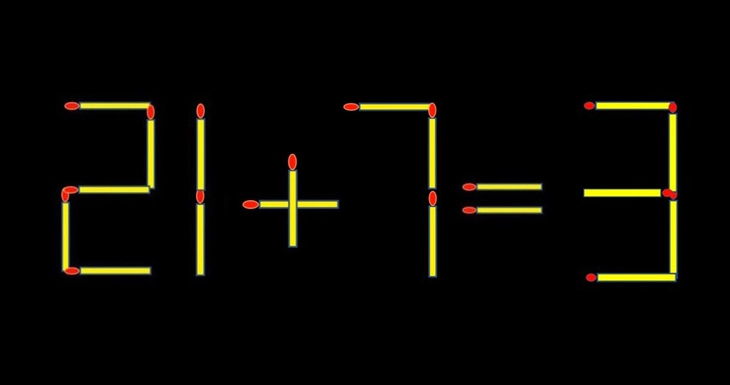 Thử tài IQ: Di chuyển một que diêm để 21+7=3 thành phép tính đúng - Ảnh 1.