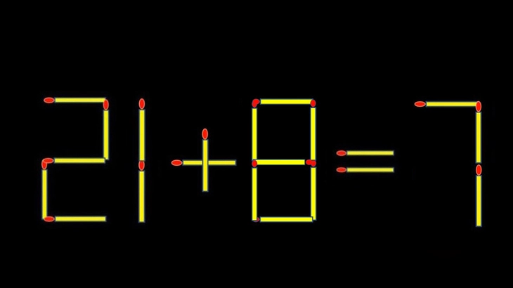 Thử tài IQ: Di chuyển một que diêm để 21+8=7 thành phép tính đúng - Ảnh 1.