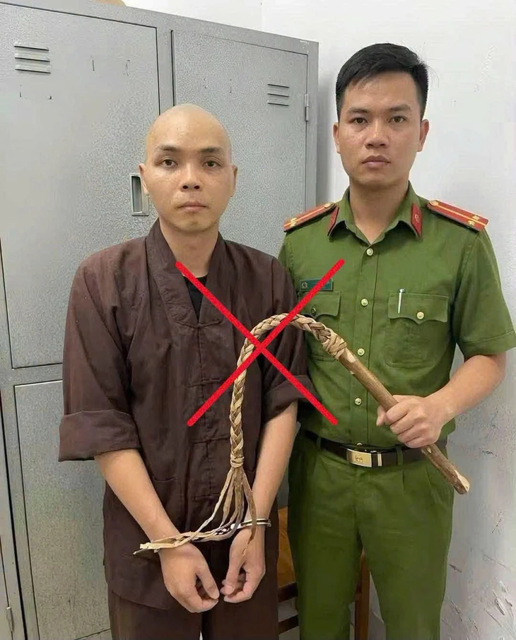 Công an xử lý người đăng ảnh AI sai sự thật về vụ người đàn ông đánh 5 chú tiểu ở chùa Bầu - Ảnh 1.