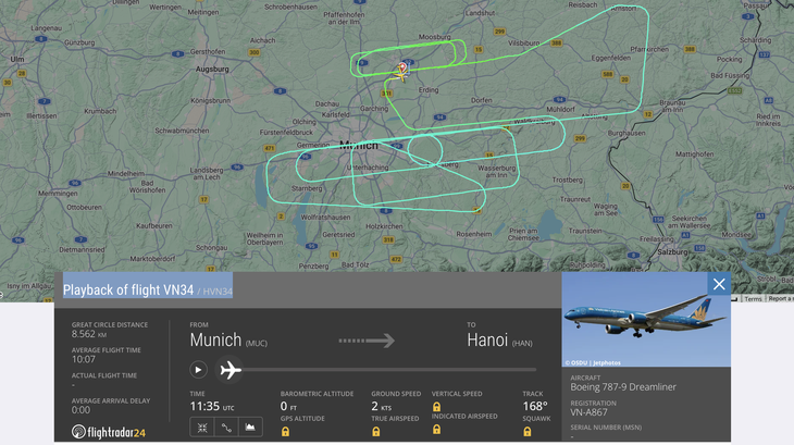 Máy bay Vietnam Airlines bay về Hà Nội phải quay lại Munich sau khi cất cánh - Ảnh 2.