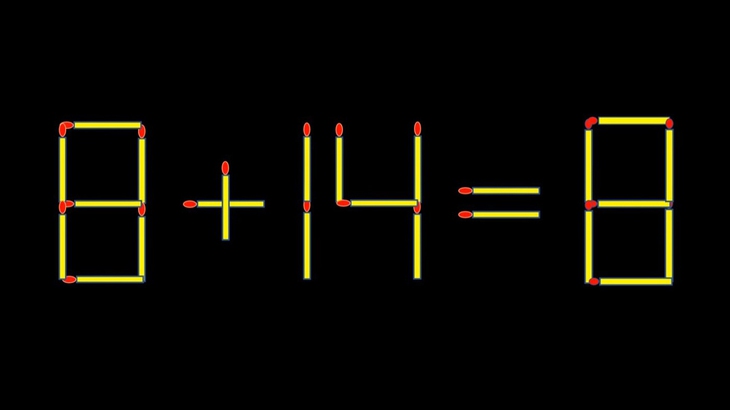 Thử tài IQ: Di chuyển một que diêm để 8+14=8 thành phép tính đúng - Ảnh 1.