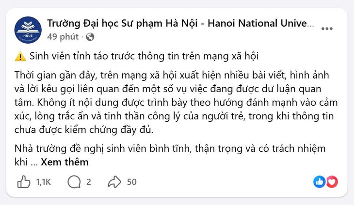 Trường đại học nhắc sinh viên tỉnh táo, không để bị kích động trên không gian mạng - Ảnh 1.