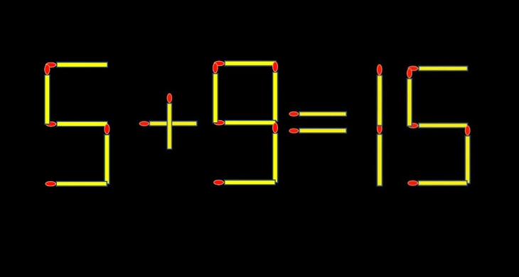 Thử tài IQ: Di chuyển một que diêm để 5+9=15 thành phép tính đúng - Ảnh 1.