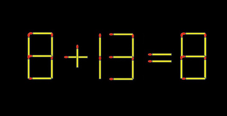 Thử tài IQ: Di chuyển một que diêm để 8+13=8 thành phép tính đúng - Ảnh 1.