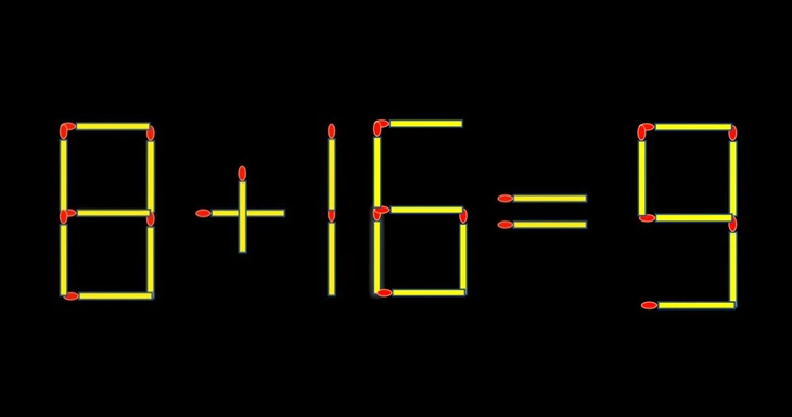 Thử tài IQ: Di chuyển một que diêm để 8+16=9 thành phép tính đúng - Ảnh 1.