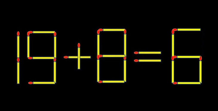 Thử tài IQ: Di chuyển một que diêm để 19+8=6 thành phép tính đúng - Ảnh 1.