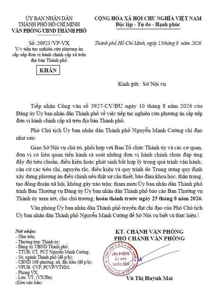 TP.HCM cảnh báo phụ lục giả mạo kèm công văn về sắp xếp hành chính cấp xã - Ảnh 1.