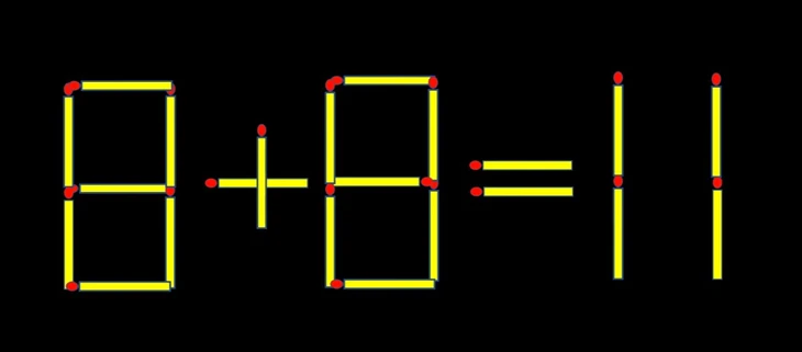 Thử tài IQ: Di chuyển một que diêm để 8+8=11 thành phép tính đúng - Ảnh 1.