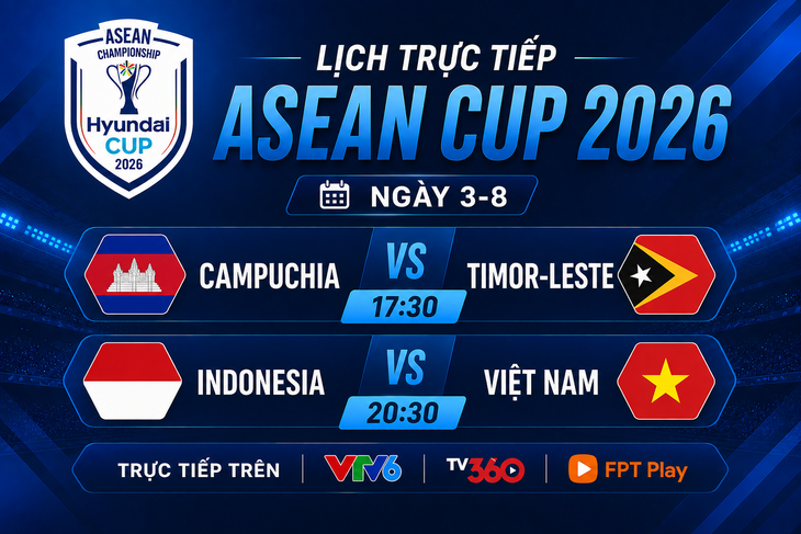 Lịch trực tiếp ASEAN Cup 2026 ngày 3-8: Indonesia đấu Việt Nam - Ảnh 1.