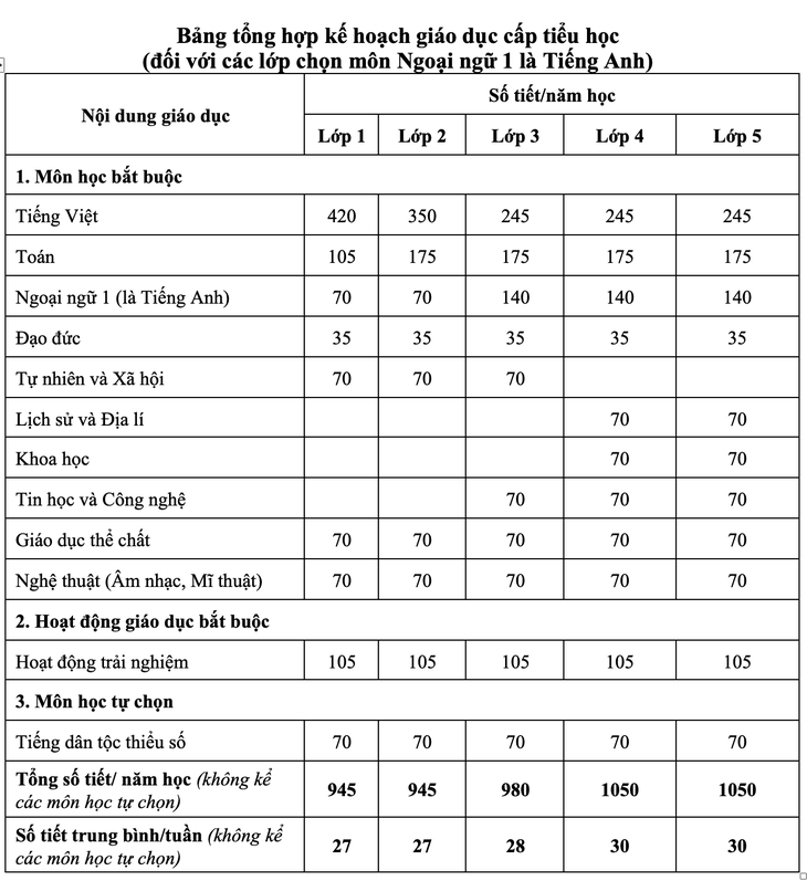 Dự kiến tiếng Anh là môn học bắt buộc từ lớp 1 - Ảnh 2.