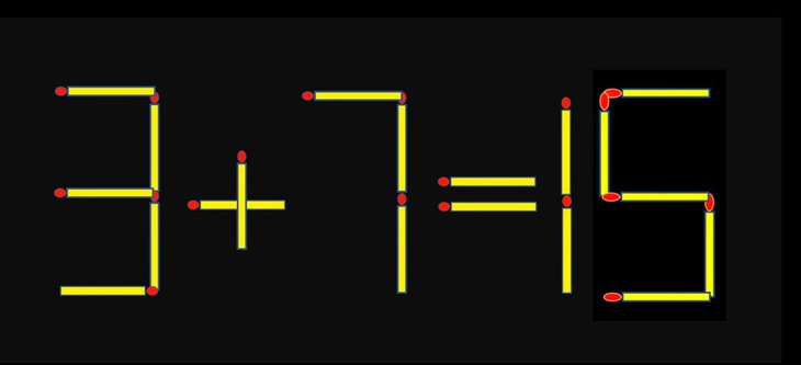 Thử tài IQ: Di chuyển một que diêm để 3+7=15 thành phép tính đúng - Ảnh 1.