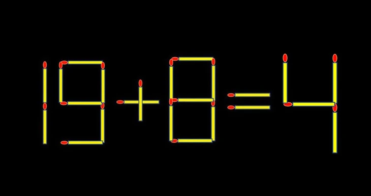 Thử tài IQ: Di chuyển một que diêm để 19+8=4 thành phép tính đúng - Ảnh 1.