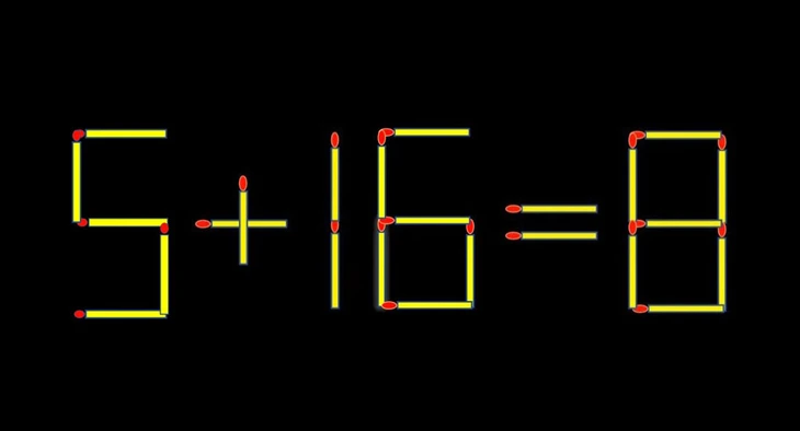 Thử tài IQ: Di chuyển một que diêm để 5+16=8 thành phép tính đúng - Ảnh 1.