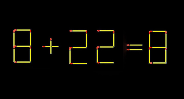 Thử tài IQ: Di chuyển một que diêm để 8+22=8 thành phép tính đúng - Ảnh 1.