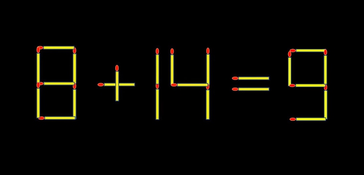 Thử tài IQ: Di chuyển một que diêm để 8+14=9 thành phép tính đúng - Ảnh 1.