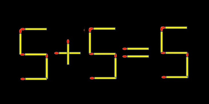 Thử tài IQ: Di chuyển một que diêm để 5+5=5 thành phép tính đúng - Ảnh 1.