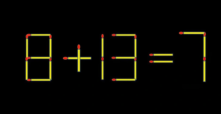 Thử tài IQ: Di chuyển một que diêm để 8+13=7 thành phép tính đúng - Ảnh 1.