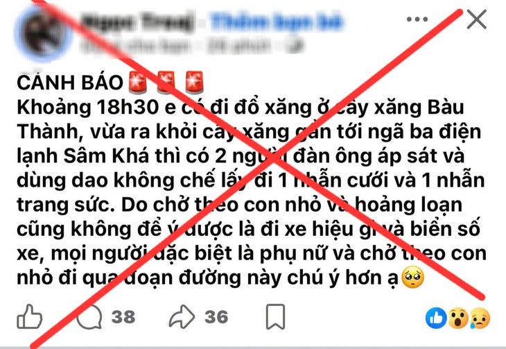 Sợ chồng biết mất nhẫn cưới, vợ dựng chuyện bị cướp đăng lên mạng xã hội - Ảnh 1.