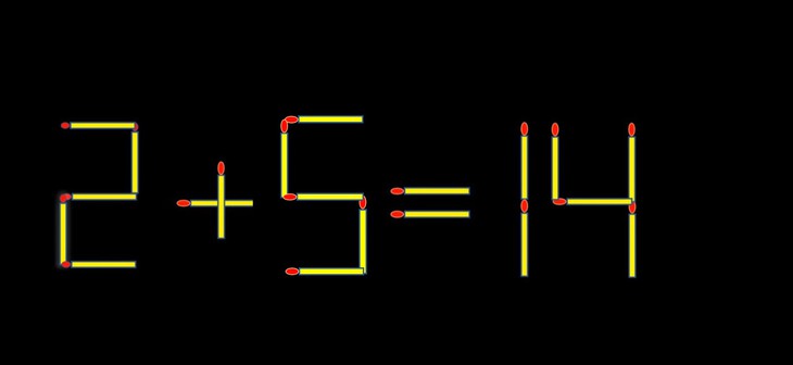 Thử tài IQ: Di chuyển một que diêm để 2+5=14 thành phép tính đúng - Ảnh 1.