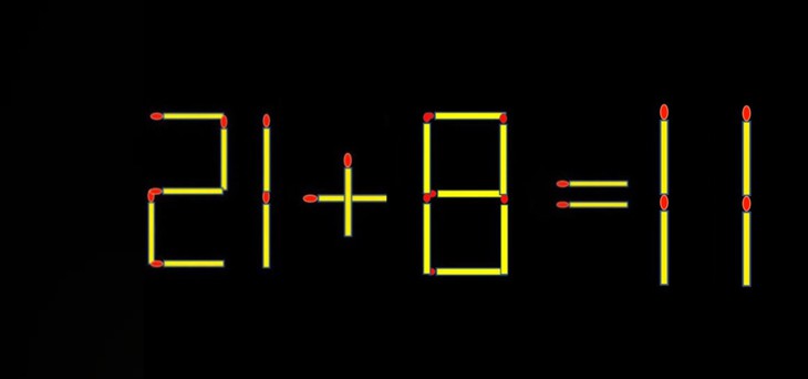 Thử tài IQ: Di chuyển một que diêm để 21+8=11 thành phép tính đúng - Ảnh 1.