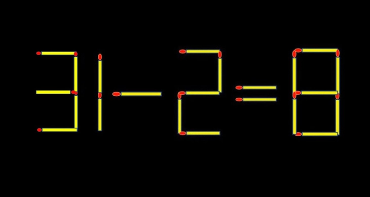 Thử tài IQ: Di chuyển một que diêm để 31-2=8 thành phép tính đúng - Ảnh 1.