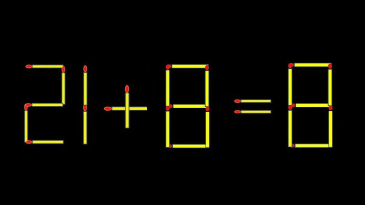 Thử tài IQ: Di chuyển một que diêm để 21+8=8 thành phép tính đúng - Ảnh 1.