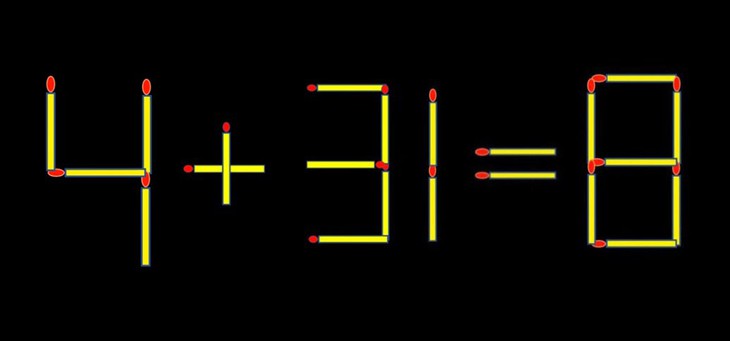 Thử tài IQ: Di chuyển một que diêm để 4+31=8 thành phép tính đúng - Ảnh 1.