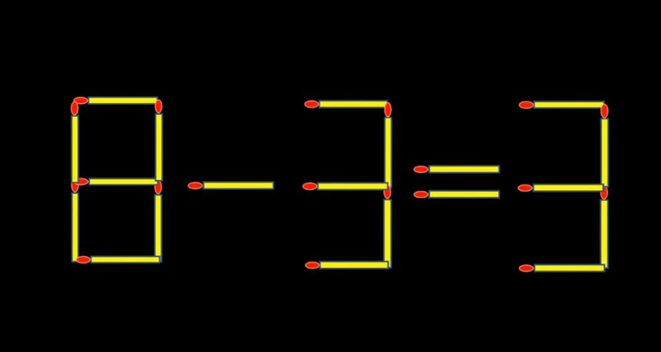 Thử tài IQ: Di chuyển một que diêm để 8-3=3 thành phép tính đúng - Ảnh 1.