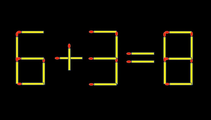 Thử tài IQ: Di chuyển một que diêm để 6+3=8 thành phép tính đúng - Ảnh 1.