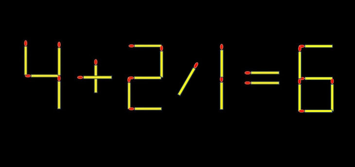 Thử tài IQ: Di chuyển một que diêm để 4+21=8 thành phép tính đúng - Ảnh 1.