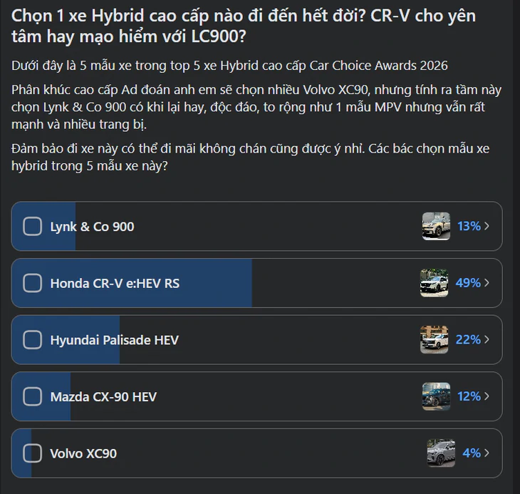 Xe điện hóa 'chiếm sóng' Car Choice Awards 2026, chuyên gia nhận định: 'Việt Nam đã qua giai đoạn e ngại' - Ảnh 2.