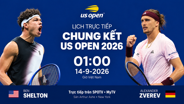 Lịch trực tiếp chung kết US Open 2026: Shelton quyết đấu Zverev - Ảnh 1.