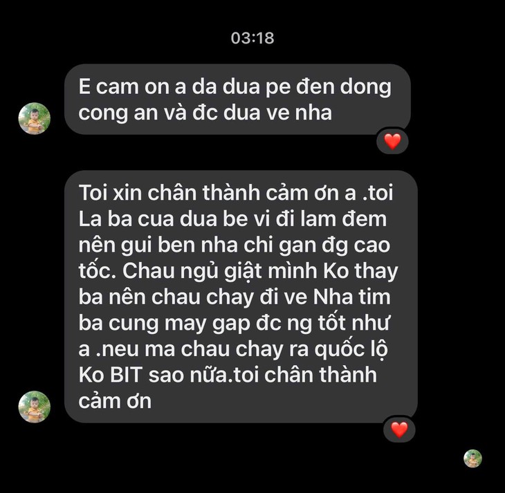 Bé trai òa khóc trên đường dẫn cao tốc lúc nửa đêm, tài xế đưa đến công an tìm người nhà - Ảnh 2.