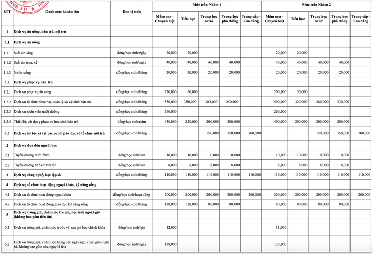 TP.HCM ban hành các khoản thu, mức thu của cơ sở giáo dục công lập - Ảnh 2.