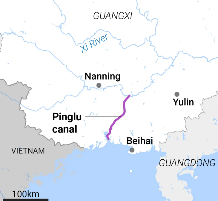 Trung Quốc mở kênh đào dài 134km ở Quảng Tây, nối sông với Biển Đông - Ảnh 2.