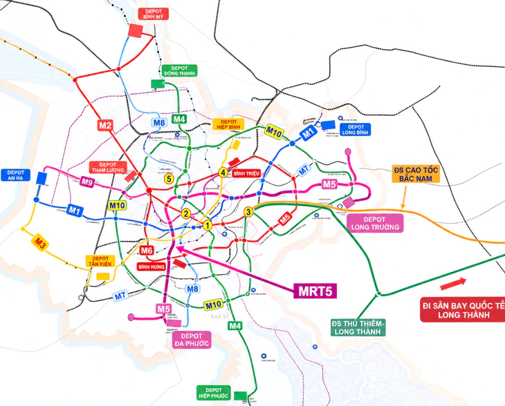 Tập đoàn của tỉ phú Phạm Thị Phương Thảo đề xuất giữ hướng tuyến metro số 5 nối sân vận động Rạch Chiếc - Ảnh 1.