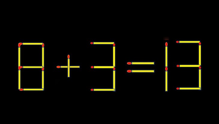 Thử tài IQ: Di chuyển một que diêm để 8+3=13 thành phép tính đúng - Ảnh 1.