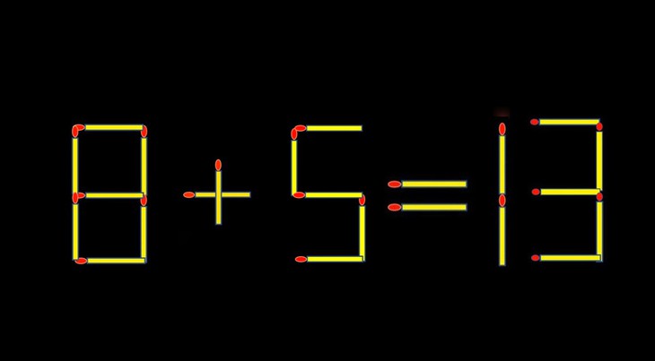 Thử tài IQ: Di chuyển một que diêm để 8+3=13 thành phép tính đúng - Ảnh 1.