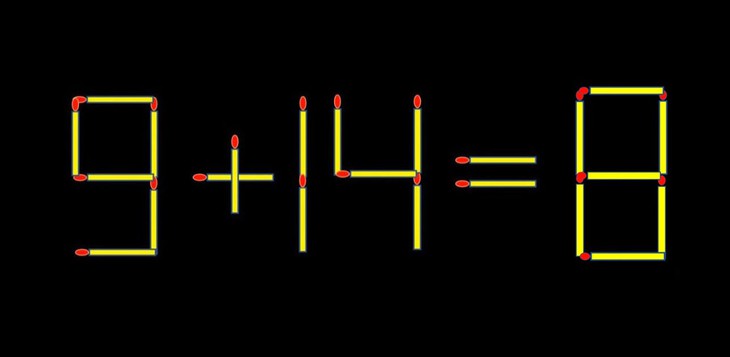 Thử tài IQ: Di chuyển một que diêm để 9+14=8 thành phép tính đúng - Ảnh 1.